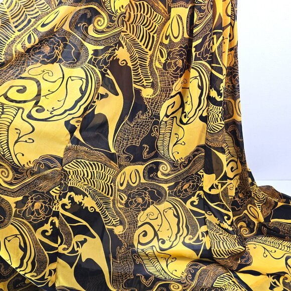 NWT Fashion Nova Yellow Black That Time of Day Deep V Maxi Flowy LOw Back Dress - Picture 4 of 11